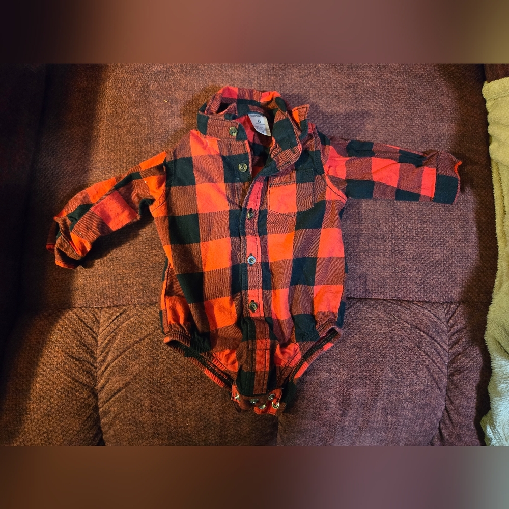 Carter's Red and Black Checkered Bodysuit